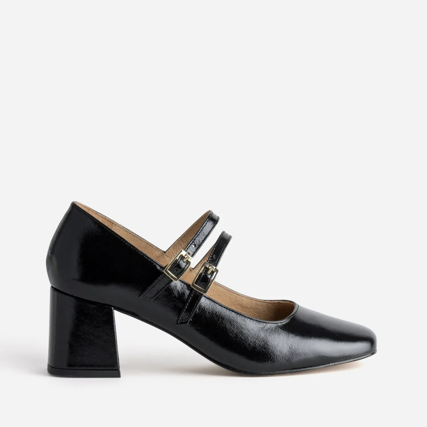 Eram Escarpins^Babies à talon e cuir glacé NOIR
