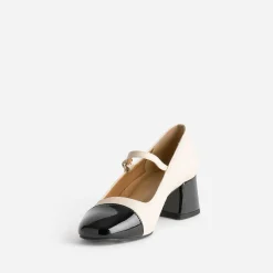 Eram Escarpins^Babies à bout et talon verni noir BEIGE