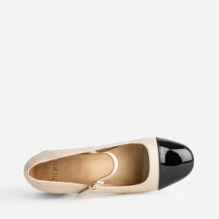 Eram Escarpins^Babies à bout et talon verni noir BEIGE