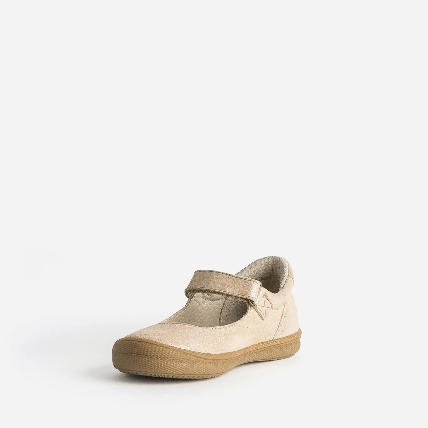 Buggy Ballerines^Babies en cuir irisé à scratch BEIGE