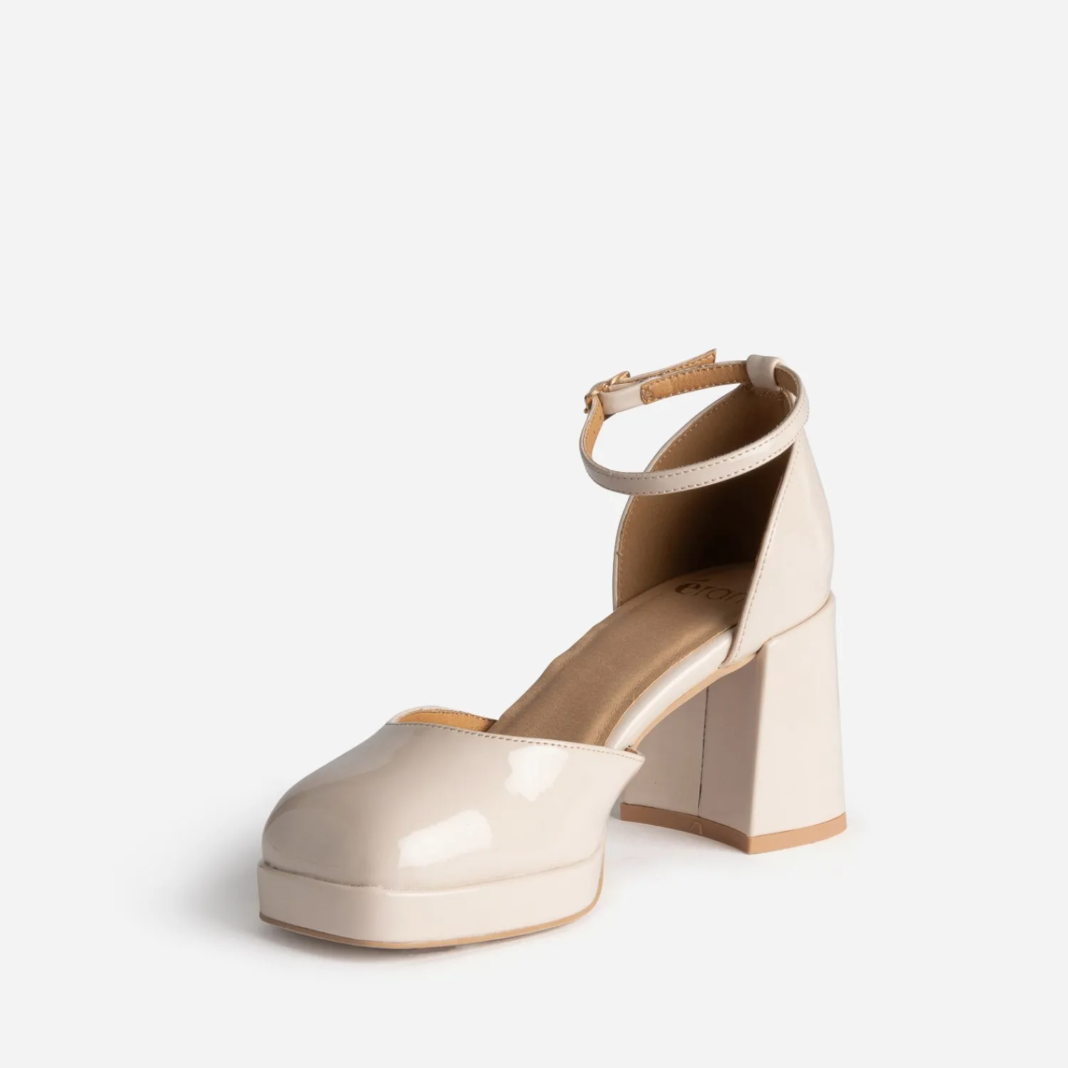 Eram Escarpins^Babies verni à bout carré BEIGE