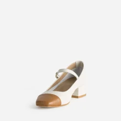 Eram Escarpins^Babies bicolores et cognac cuir BEIGE