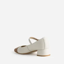 Eram Escarpins^Babies bicolores et cognac cuir BEIGE