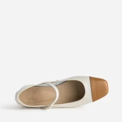 Eram Escarpins^Babies bicolores et cognac cuir BEIGE