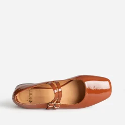 Eram Ballerines^Babies verni fines brides COGNAC