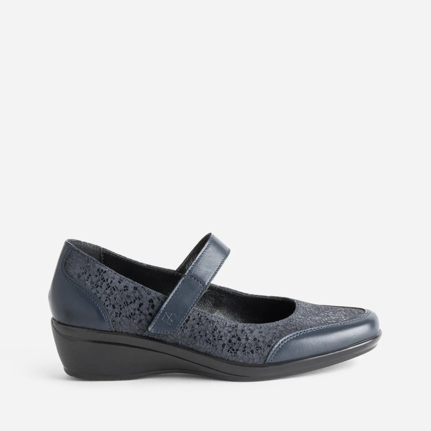 FRANCE ARNO Ballerines^Babies compensée cuir MARINE