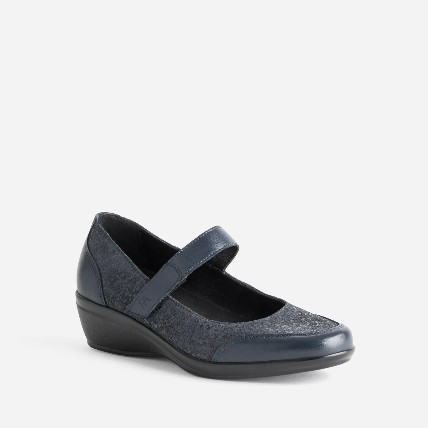 FRANCE ARNO Ballerines^Babies compensée cuir MARINE