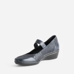 FRANCE ARNO Ballerines^Babies compensée cuir MARINE