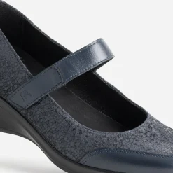 FRANCE ARNO Ballerines^Babies compensée cuir MARINE