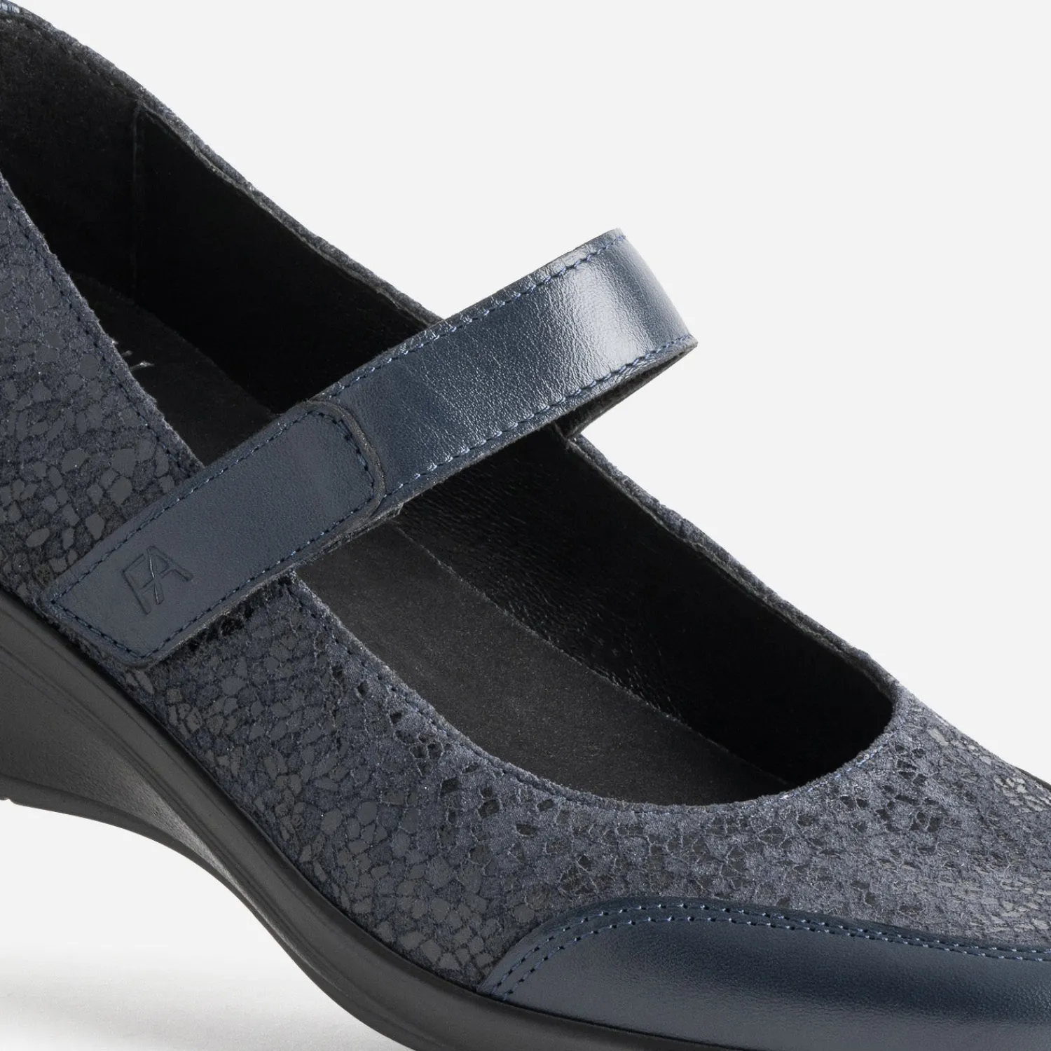 FRANCE ARNO Ballerines^Babies compensée cuir MARINE
