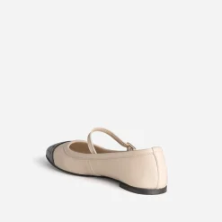 Eram Ballerines^Babies écru cuir bout noir verni BEIGE