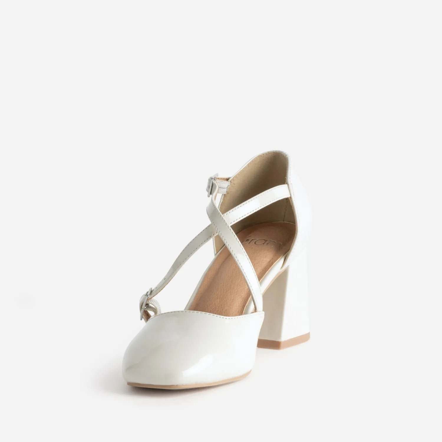 Eram Escarpins^Babies écru vernie brides croisées BEIGE