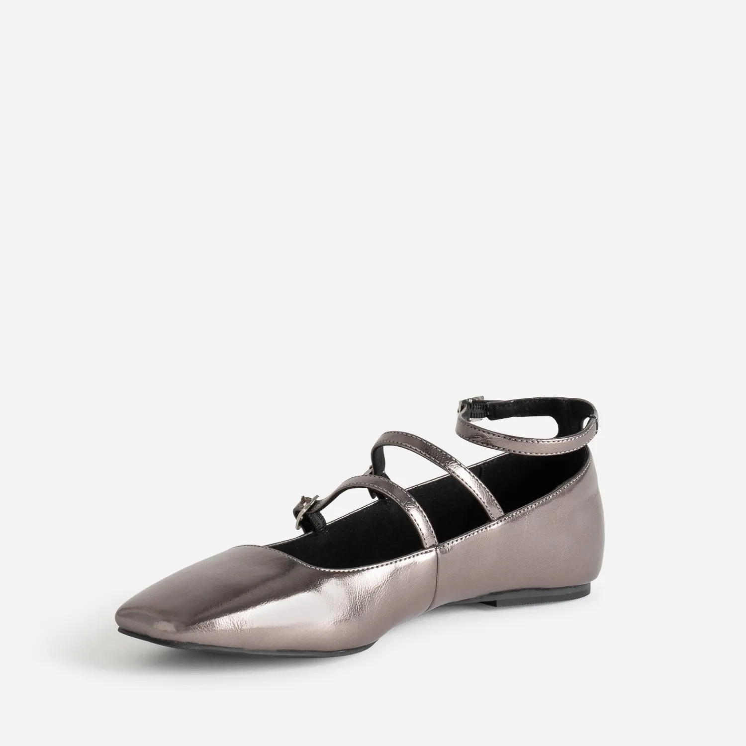 Eram Ballerines^Babies foncé métallisé à triple bride GRIS