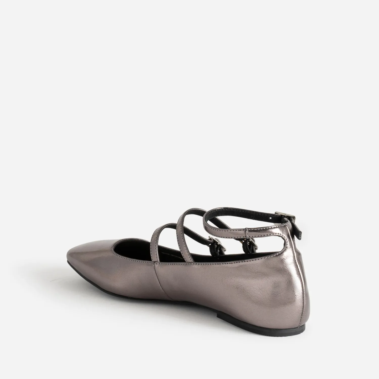 Eram Ballerines^Babies foncé métallisé à triple bride GRIS