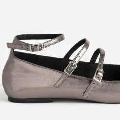 Eram Ballerines^Babies foncé métallisé à triple bride GRIS