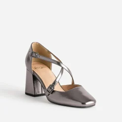 Eram Escarpins^Babies grise métallisée brides croisées ARGENT