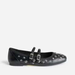 Eram Ballerines^Babies es décor œillets et clous NOIR