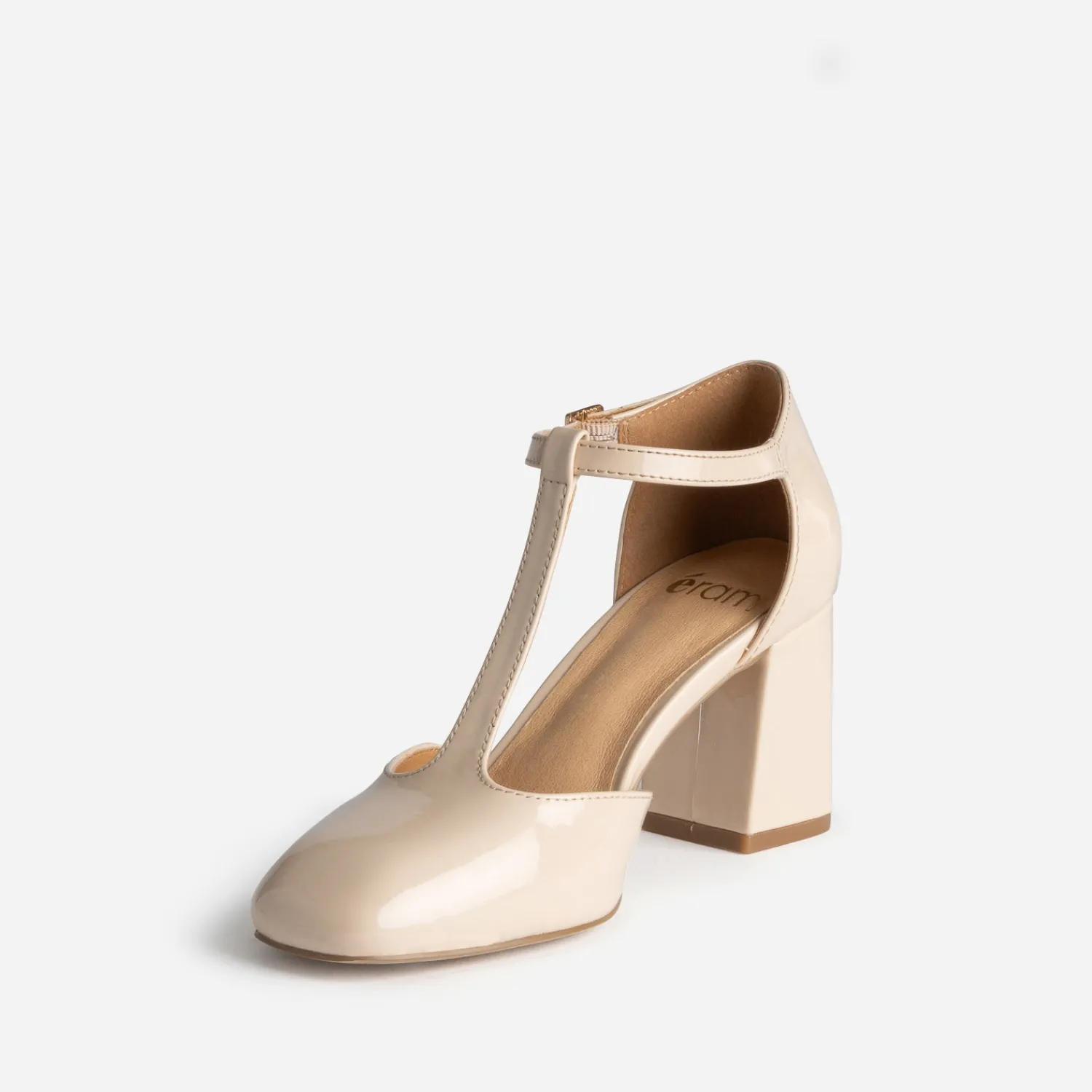 Eram Escarpins^Babies salomé vernie à talon BEIGE