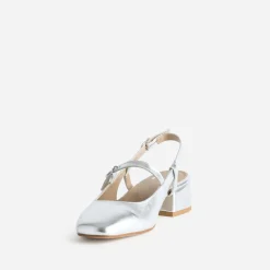 Eram Escarpins^Babies slingback en cuir lisse ARGENT