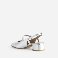 Eram Escarpins^Babies slingback en cuir lisse ARGENT