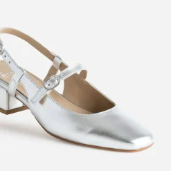 Eram Escarpins^Babies slingback en cuir lisse ARGENT