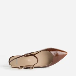 Eram Ballerines^Babies slingback cuir bout pointu COGNAC