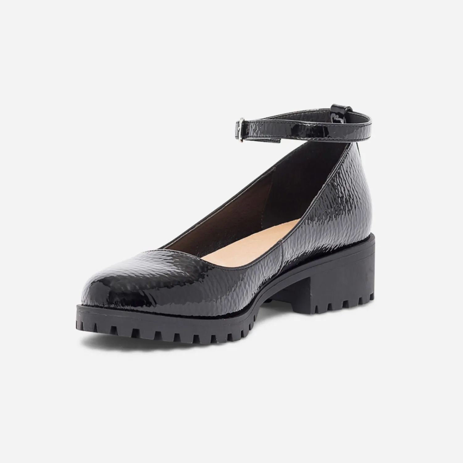 Texto Ballerines^Babies e vernie à semelle crantée NOIR