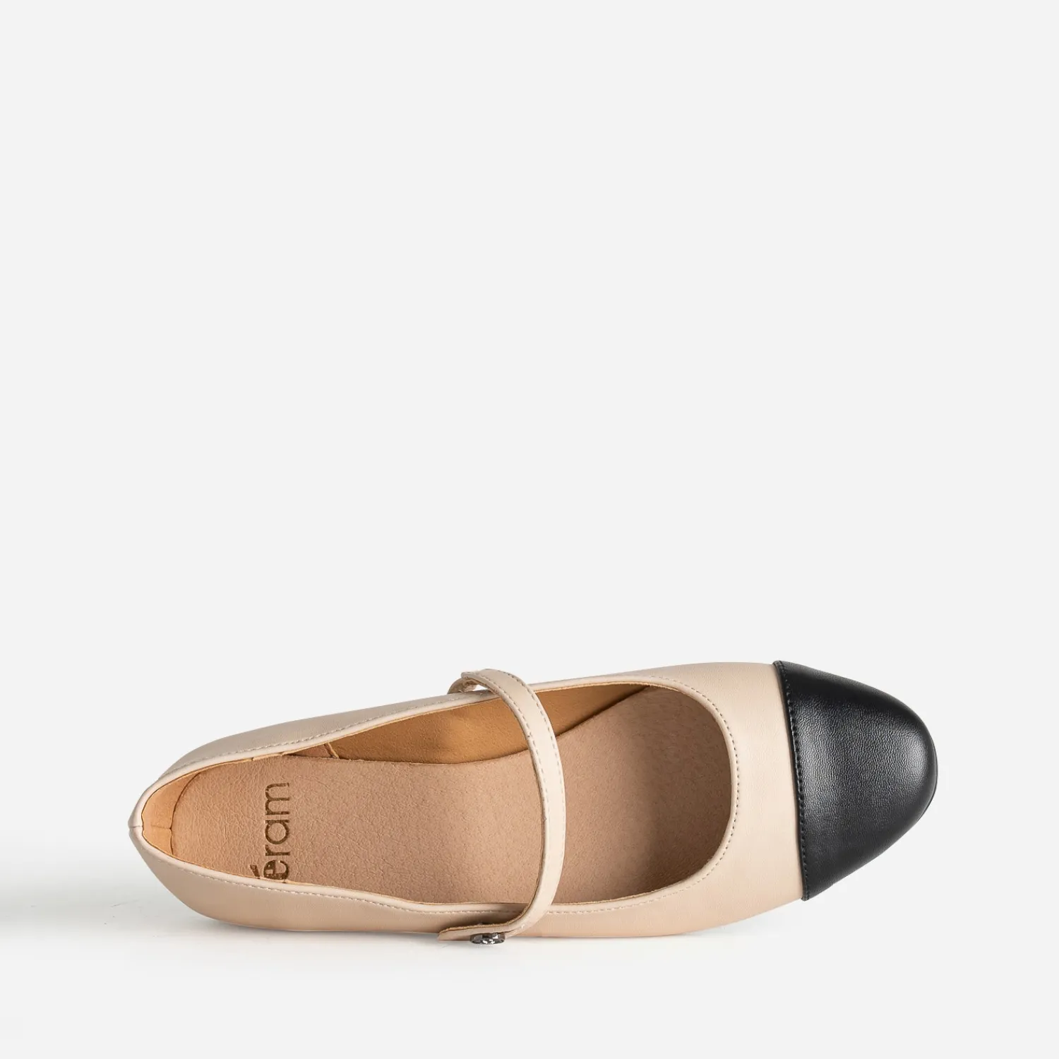 Eram Ballerines^Ballerine bout noir à bride BEIGE