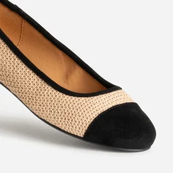Eram Ballerines^Ballerine tressée bout noir BEIGE