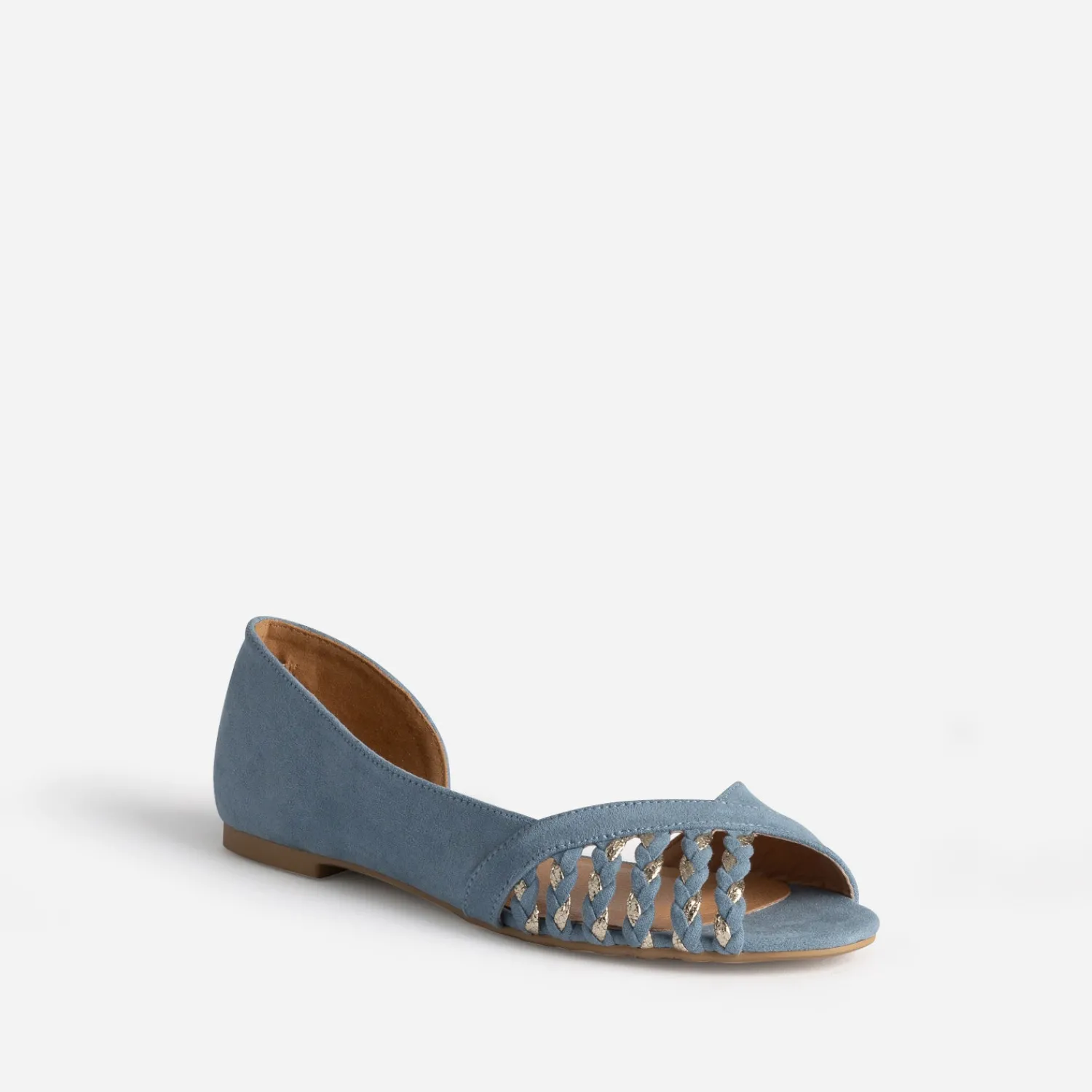 Eram Ballerines^Ballerine pastel suédée et dorée open-toe BLEU