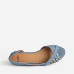 Eram Ballerines^Ballerine pastel suédée et dorée open-toe BLEU