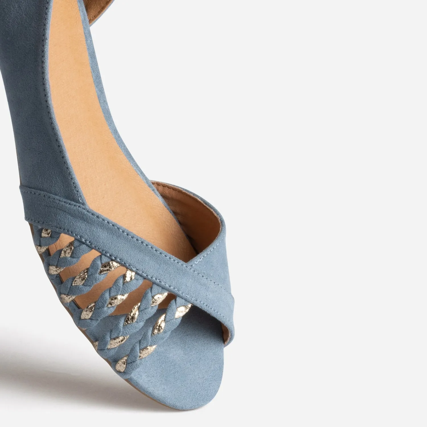 Eram Ballerines^Ballerine pastel suédée et dorée open-toe BLEU