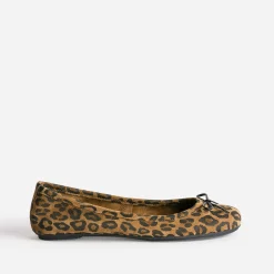 Eram Ballerines^Ballerine camel cuir velours motif léopard IMPRIME