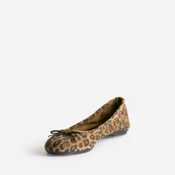 Eram Ballerines^Ballerine camel cuir velours motif léopard IMPRIME