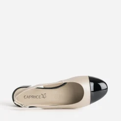 Caprice Ballerines|Escarpins^Ballerine cuir bout et talon noirs vernis BEIGE