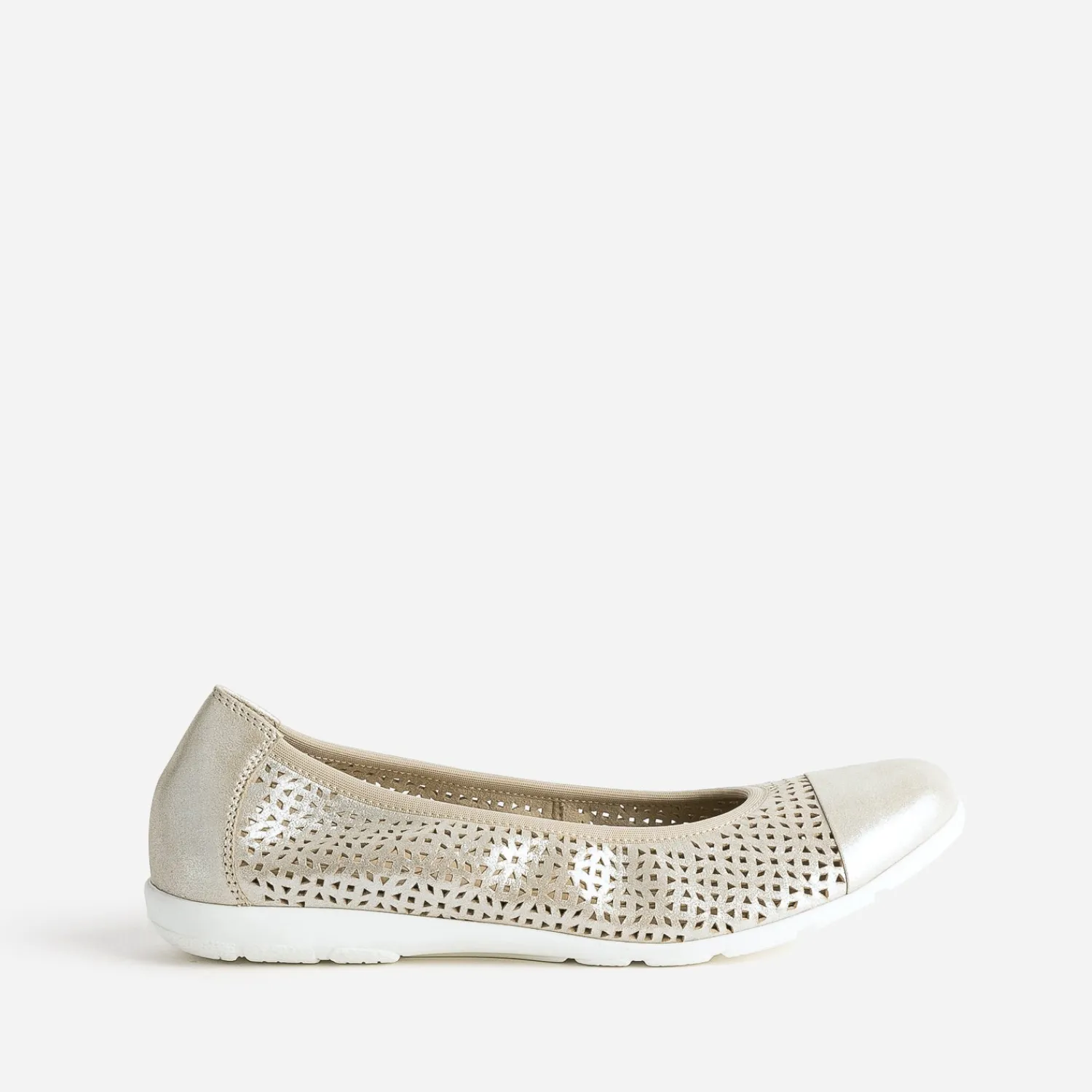 Caprice Ballerines^Ballerine dée élastiquée en cuir perfé OR