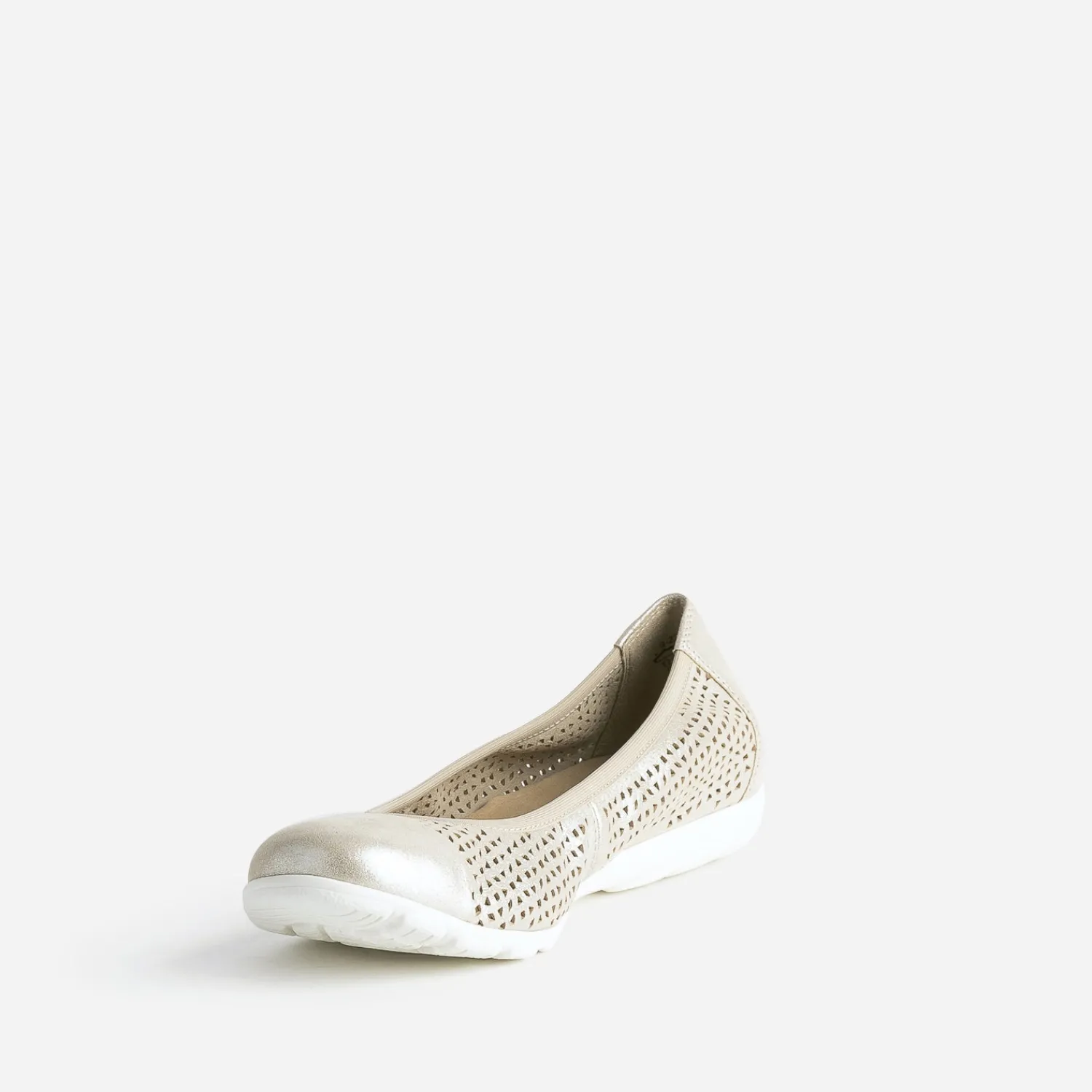 Caprice Ballerines^Ballerine dée élastiquée en cuir perfé OR