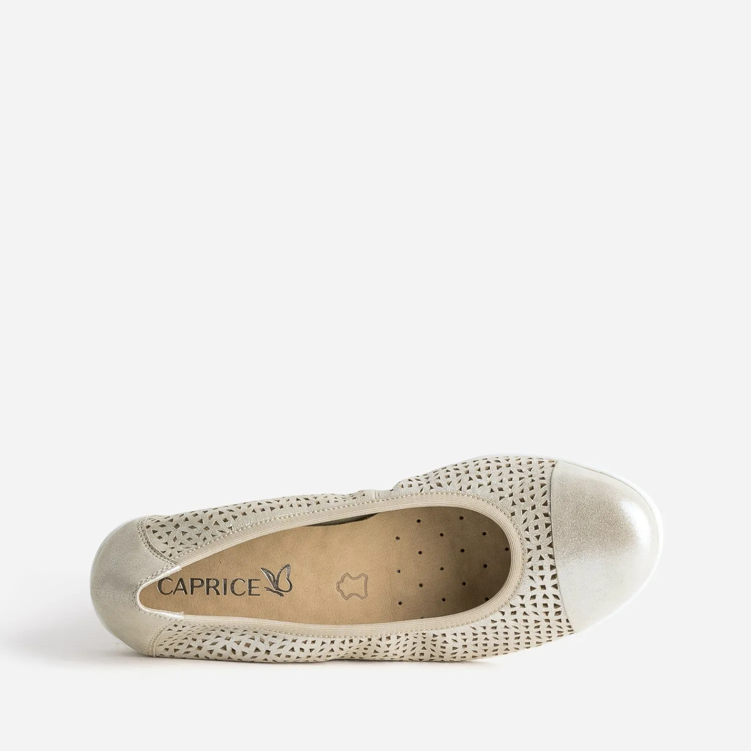 Caprice Ballerines^Ballerine dée élastiquée en cuir perfé OR