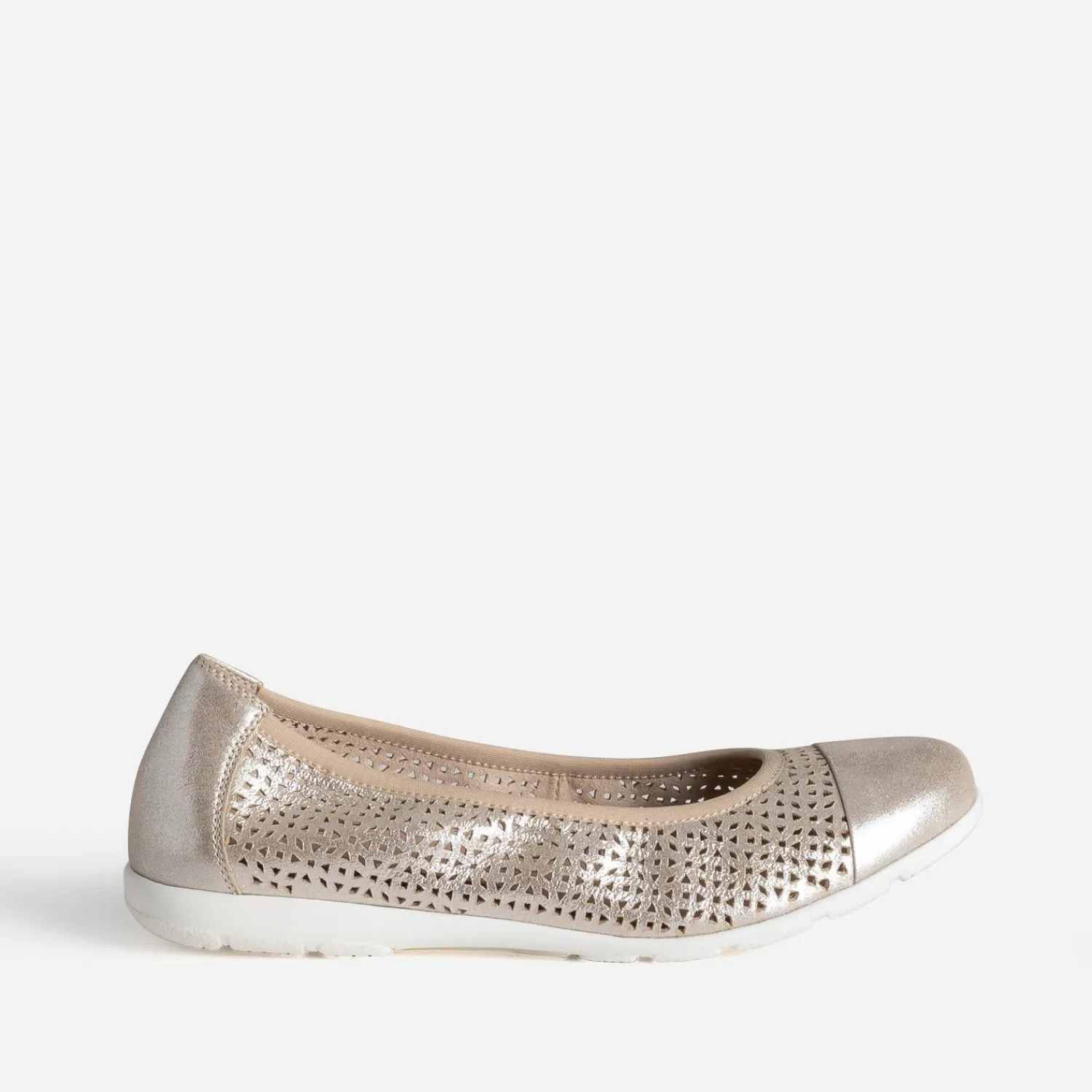 Caprice Ballerines^Ballerine dée élastiquée cuir ajouré OR