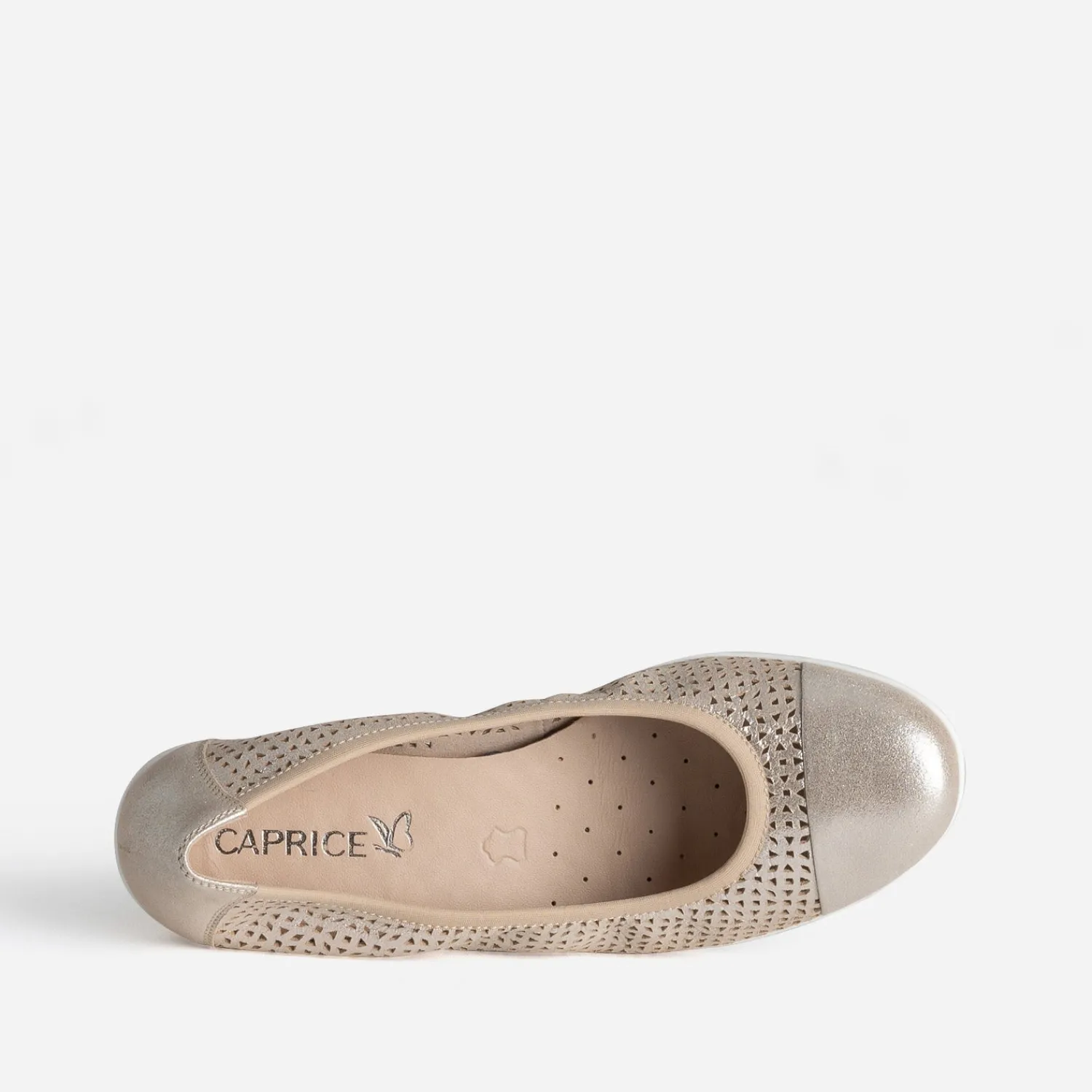 Caprice Ballerines^Ballerine dée élastiquée cuir ajouré OR