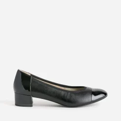 Caprice Escarpins|Ballerines^Ballerine cuir bout et talon vernis NOIR