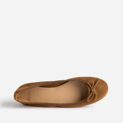 Eram Ballerines^Ballerine cognac en cuir velours à petit nœud BEIGE