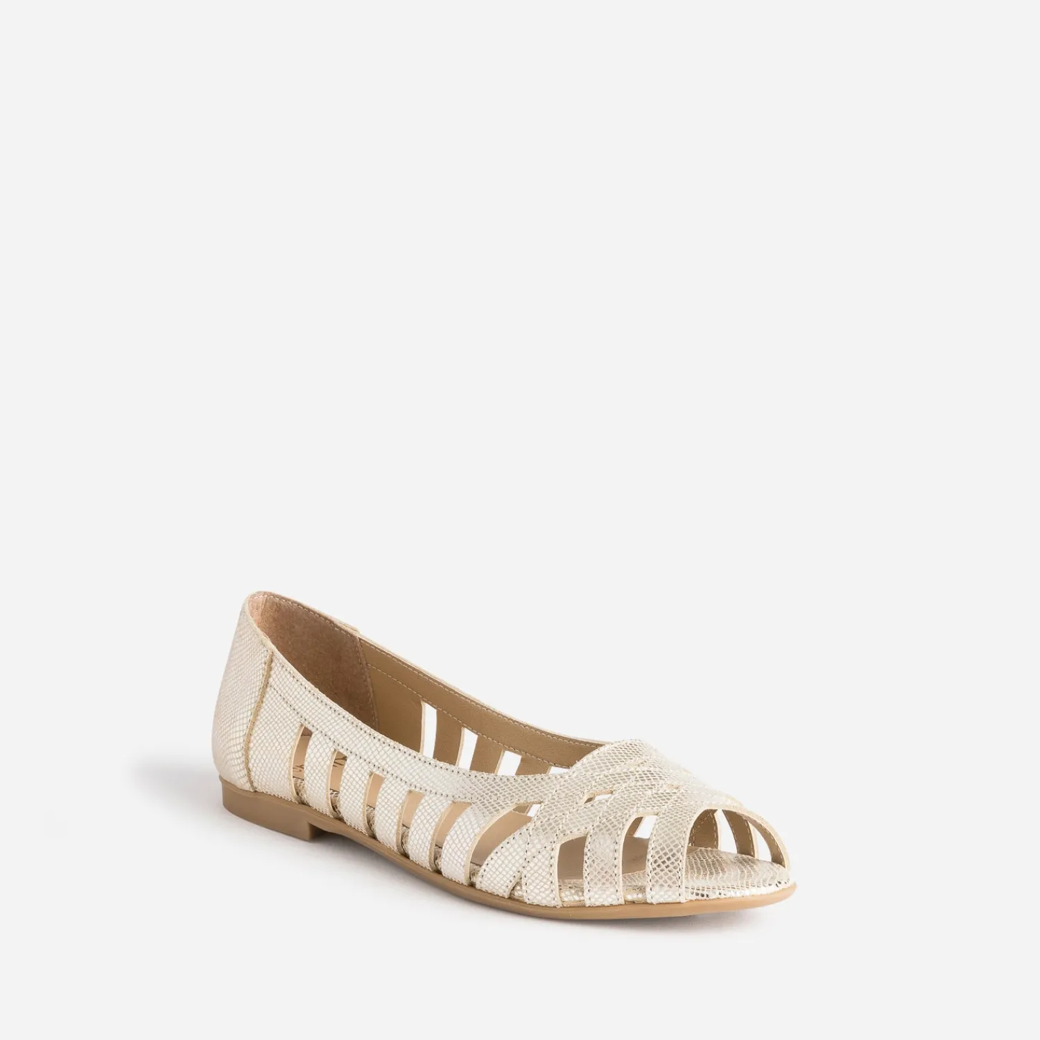 Eram Ballerines^Ballerine open-toe en cuir effet python OR