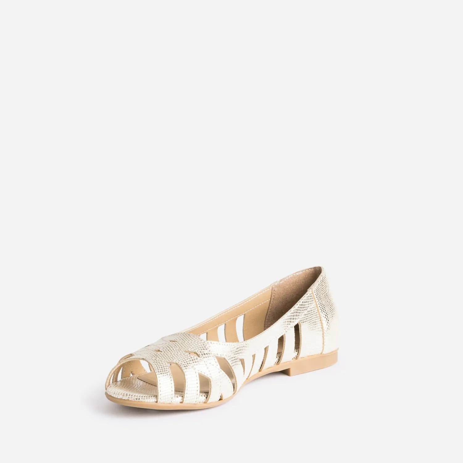 Eram Ballerines^Ballerine open-toe en cuir effet python OR