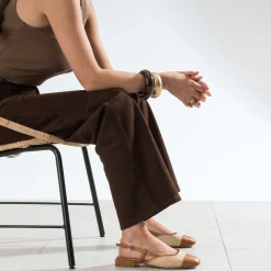 Eram Ballerines^Ballerine slingback tressée bout camel BEIGE