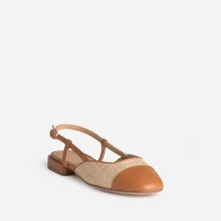 Eram Ballerines^Ballerine slingback tressée bout camel BEIGE