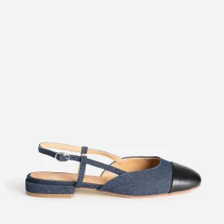 Eram Ballerines^Ballerine slingback bleu denim brut bout noir MARINE