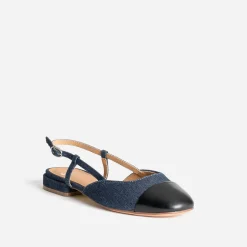 Eram Ballerines^Ballerine slingback bleu denim brut bout noir MARINE