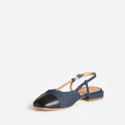 Eram Ballerines^Ballerine slingback bleu denim brut bout noir MARINE