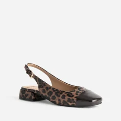 Eram Ballerines^Ballerine slingback marron motif léopard IMPRIME